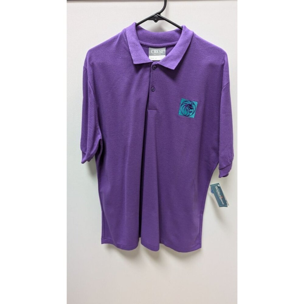 CREST Men's Purple Embroidered Lion Polo Shirt